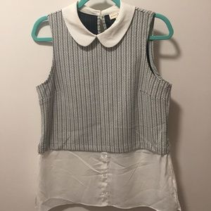 Maison Jules Layered Sleeveless Shirt with Collar